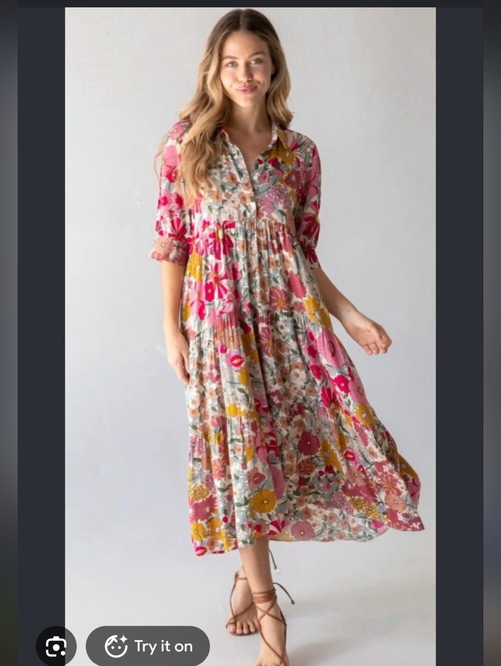 Natural Life Women's Rebecca "ButterSoft" Midi Dress XXL Boho Maximalist Cottage